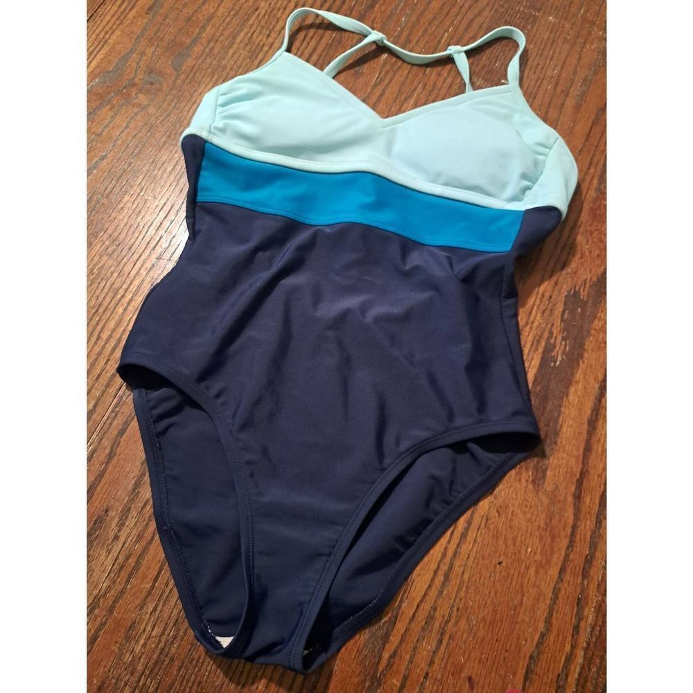 Small Kona Sol Blue Open Tie Back Swimsuit Bathing Suit SwimwearâPadded